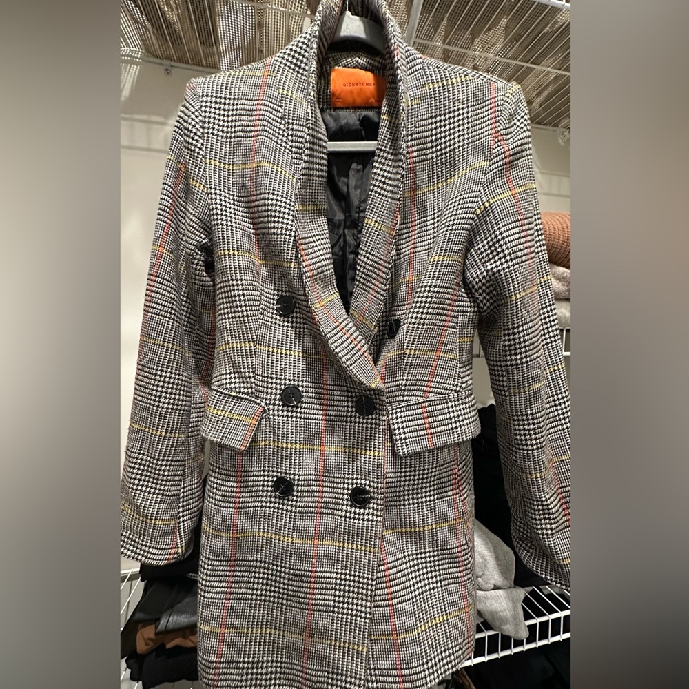 Checked Double-Breasted Blazer M